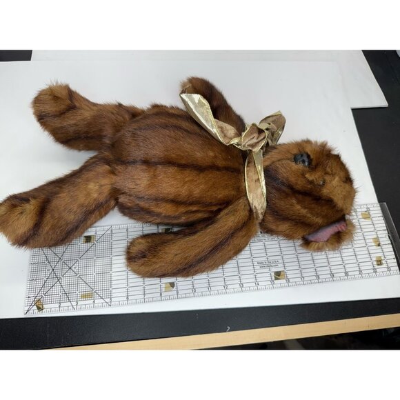 Vintage Handmade Genuine Fur 21” Teddy Bear Jointed Artist Made Brown Jointed - Picture 10 of 10